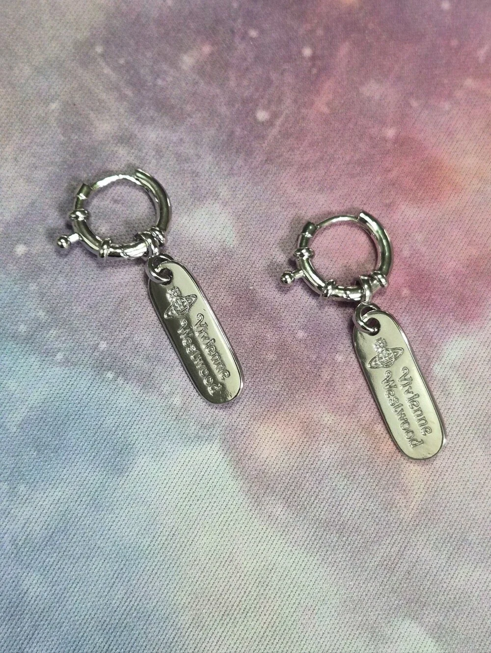 Vivienne Westwood Tag Huggie Hoop Earrings